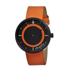 Simplify The 700 Leather-Band Unisex Watch - Orange/Black - SIM0704