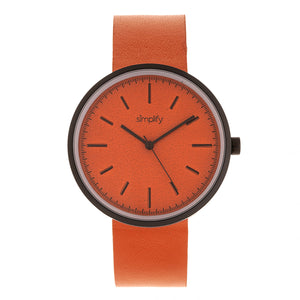Simplify The 3000 Leather-Band Watch - Orange - SIM3003