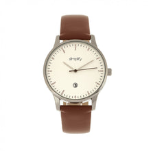 Load image into Gallery viewer, Simplify The 4300 Leather-Band Watch w/Date - Silver/Brown - SIM4302
