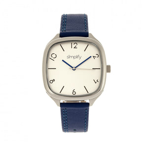 Simplify The 3500 Leather-Band Watch - Silver/Blue - SIM3503
