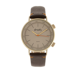 Simplify The 3300 Leather-Band Watch - Dark Brown/Gold - SIM3305