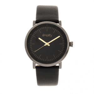 Simplify The 6200 Leather-Strap Watch - Black/Gunmetal - SIM6204