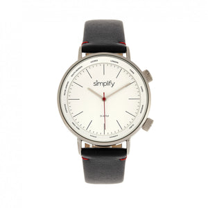 Simplify The 3300 Leather-Band Watch - Black/Silver - SIM3301