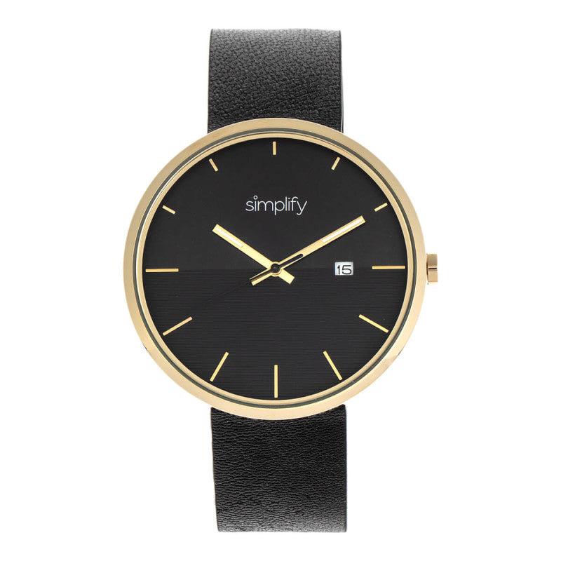 Simplify The 6400 Leather-Band Watch w/Date