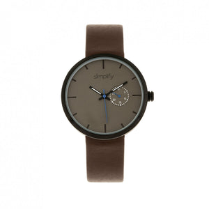 Simplify The 3900 Leather-Band Watch w/ Date - Dark Brown - SIM3906