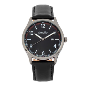 Simplify The 6900 Leather-Band Watch w/ Date - Black - SIM6904