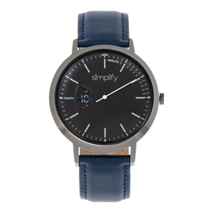 Simplify The 6500 Leather-Band Watch - Blue/Black  - SIM6507