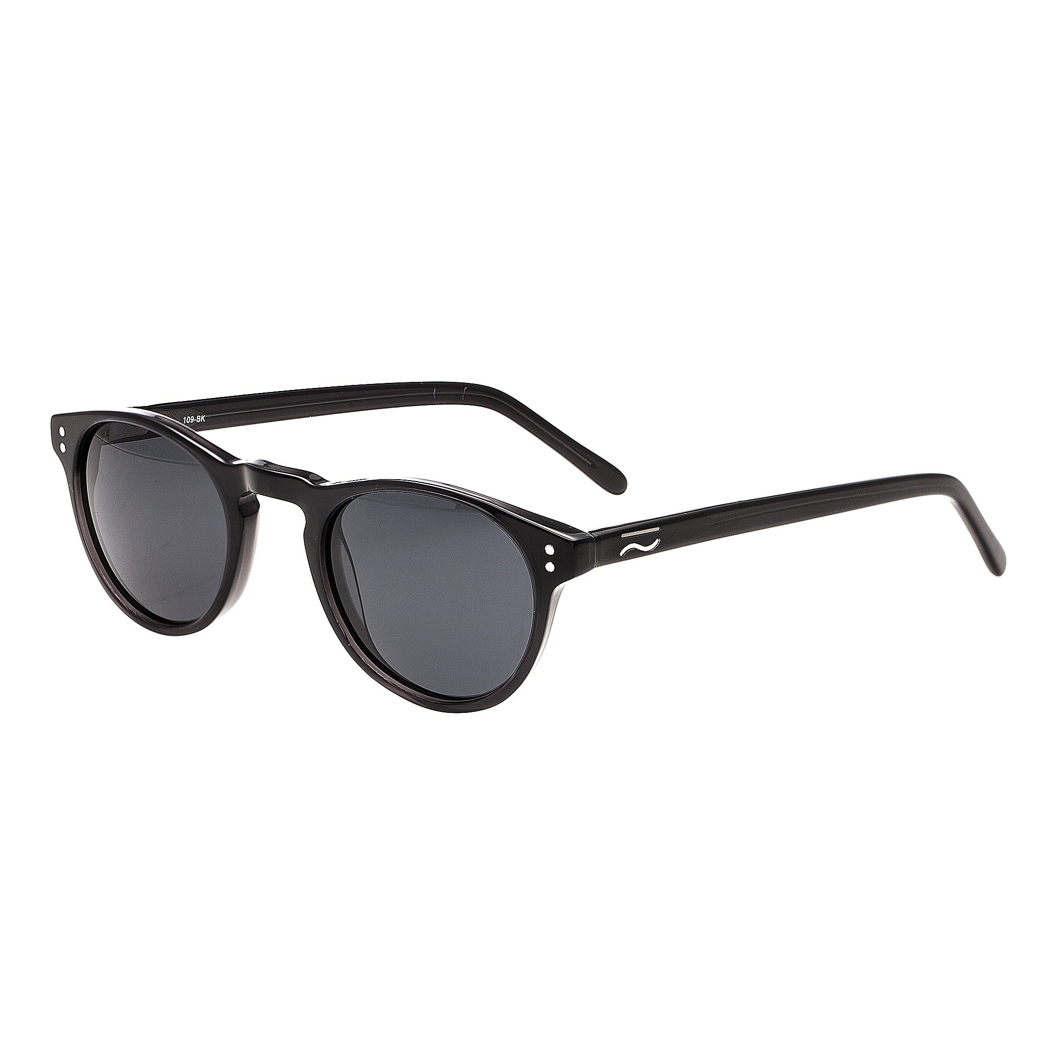 Simplify Russel Polarized Sunglasses Round Acetate Black Frame Black Lens Retro Black Medium Retro-Vintage Round Polarized Sunglasses with  main image 4