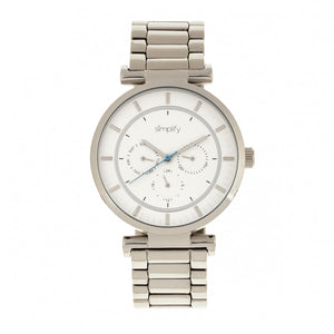 Simplify The 4800 Bracelet Watch w/Day/Date - Silver/White - SIM4801