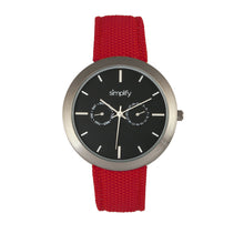 Load image into Gallery viewer, Simplify The 6100 Canvas-Overlaid Strap Watch w/ Day/Date - Black/Red - SIM6105
