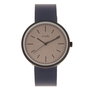 Simplify The 3000 Leather-Band Watch - Navy - SIM3005