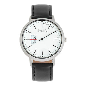 Simplify The 6500 Leather-Band Watch - Black/White - SIM6501
