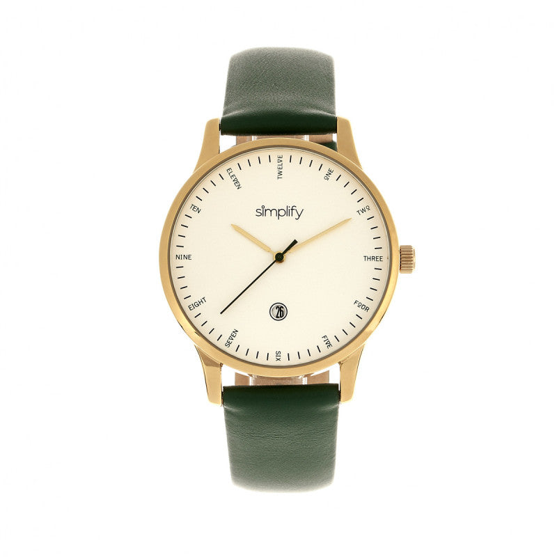 Simplify The 4300 Leather-Band Watch w/Date