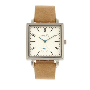 Simplify The 5000 Leather-Band Watch - Khaki/White - SIM5005