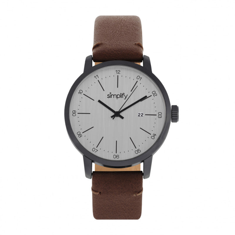 Simplify The 2500 Leather-Band Men's Watch w/ Date