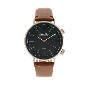 Simplify The 3300 Leather-Band Watch - Brown/Navy - SIM3303