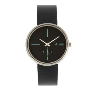 Simplify The 4400 Leather-Band Watch - Black/Silver - SIM4402