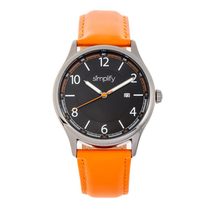Simplify The 6900 Leather-Band Watch w/ Date - Orange - SIM6906