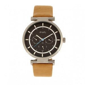 Simplify The 4800 Leather-Band Watch w/Day/Date - Khaki/Black - SIM4806