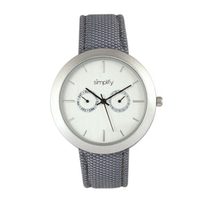 Simplify The 6100 Canvas-Overlaid Strap Watch w/ Day/Date - White/Grey - SIM6103