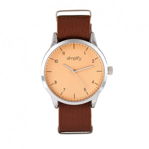 Simplify The 5600 Leather-Band Watch - Nude/Light Brown - SIM5604