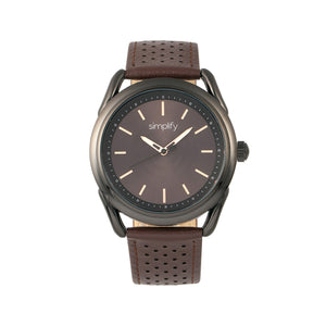 Simplify The 5900 Leather-Band Watch - Black/Brown - SIM5905